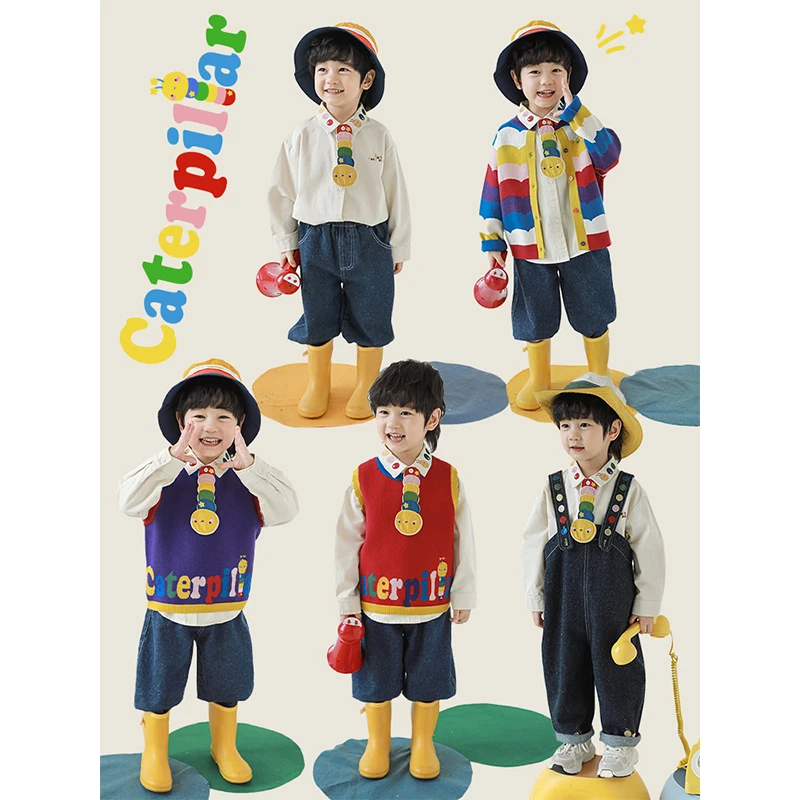 幼悠男童【毛毛虫衬衫】春秋宝宝舒适休闲花瓣七彩卡通外套 Q4009