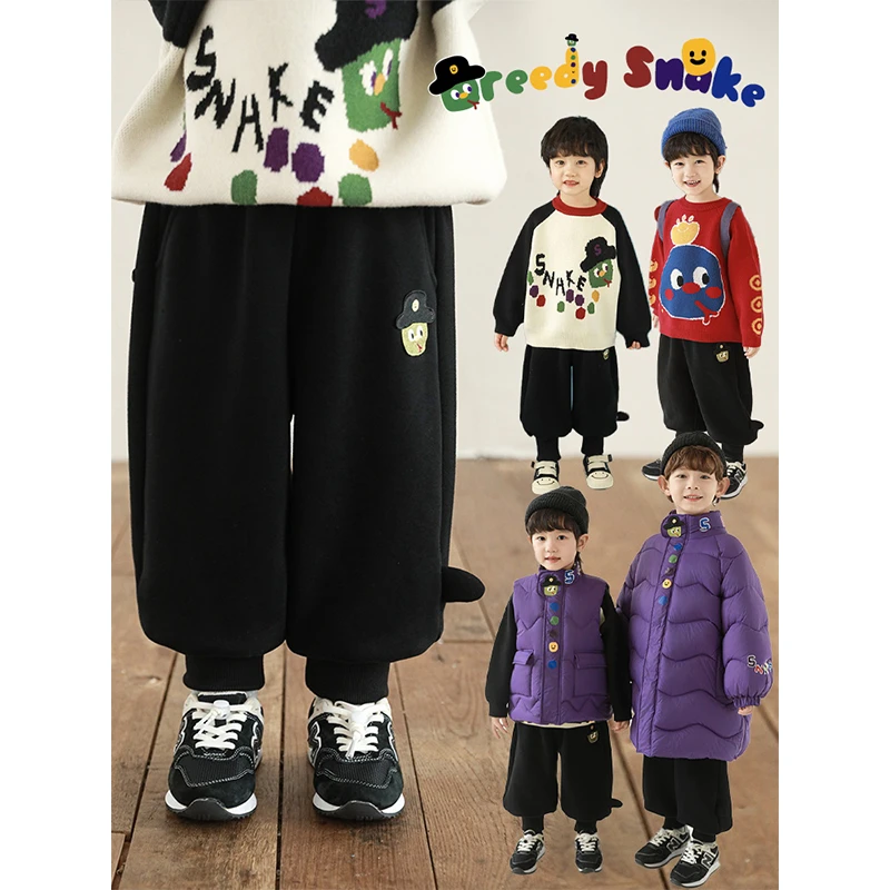 YOEHYAUL/幼悠贰冬六波原创小蛇绣标立体尾巴一体绒0度暖裤N5992