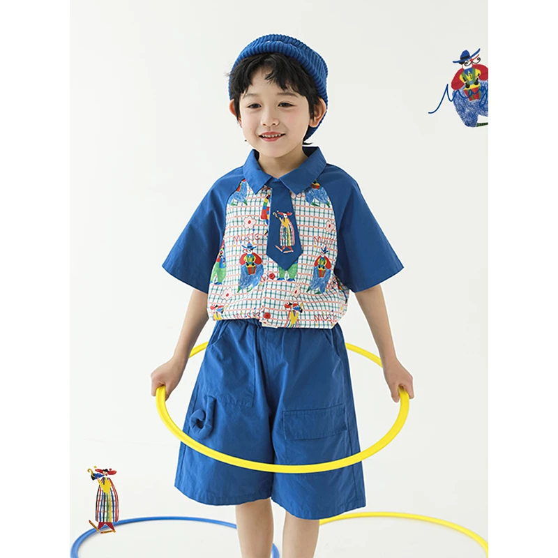 【夏四波二男童】夏季男宝宝舒适休闲魔术小丑炫彩系列衬衫 N5086