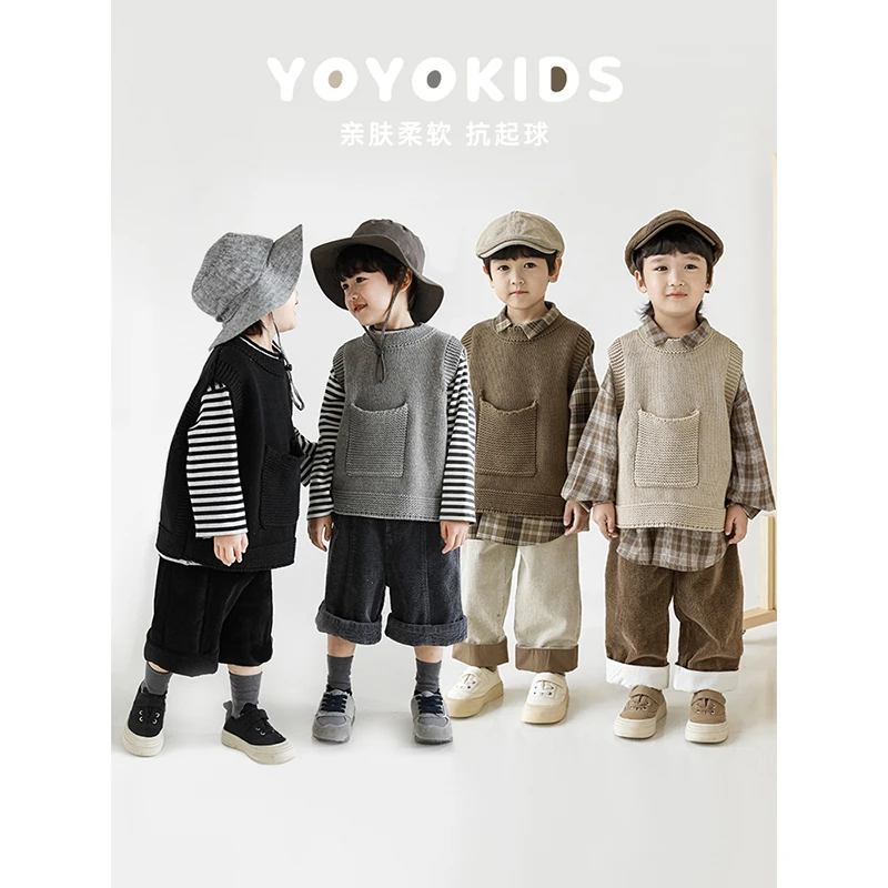 【2025年秋冬清】幼悠秋日色彩记忆口袋 井字纽扣棉纱马甲N2432