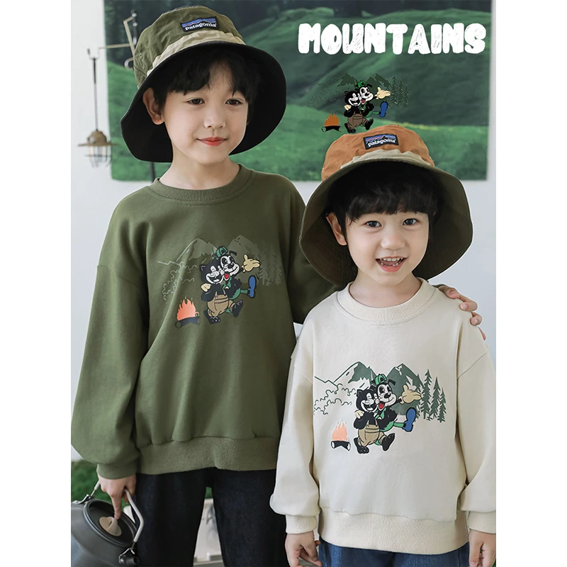 【秋二波男童】秋季男宝宝舒适休闲时尚原创图案落肩卫衣 N5317