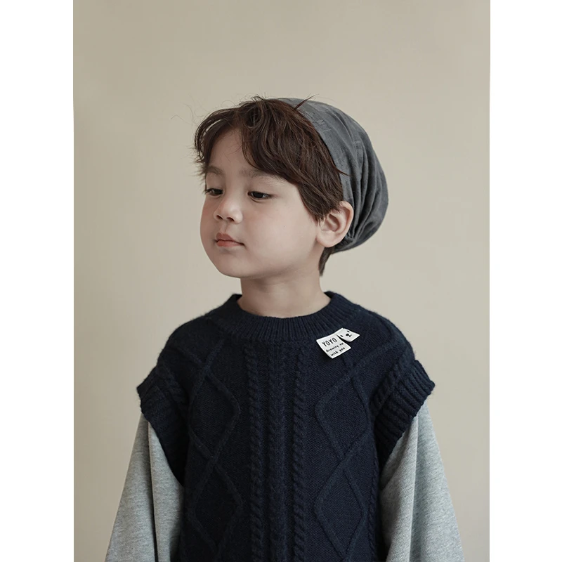 幼悠男童春秋装百搭洋气假两件上衣儿童韩版时髦针织毛衣N1096