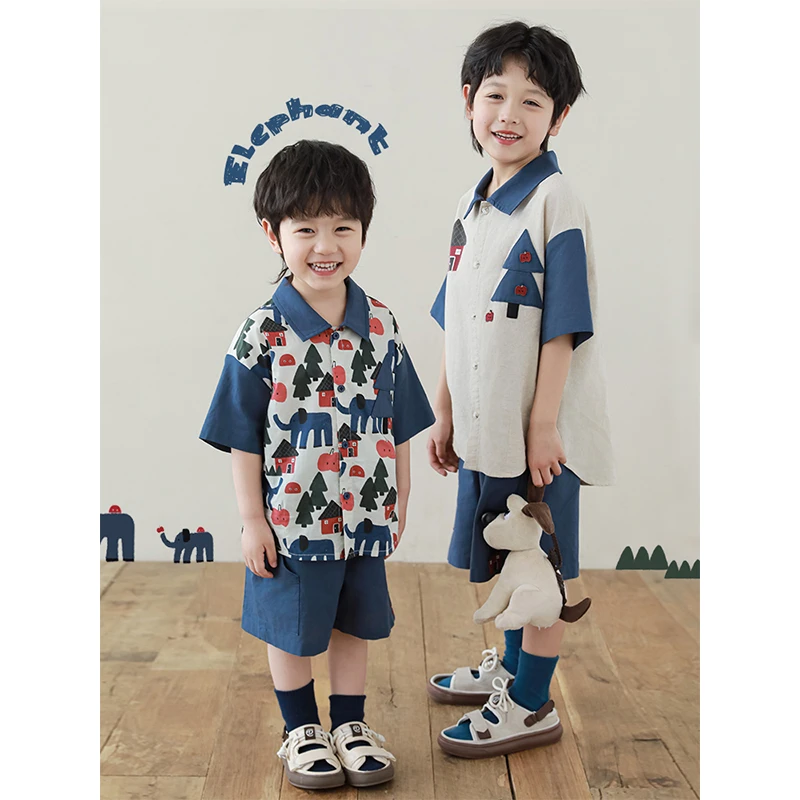 【夏四波二男童】夏季男宝宝舒适休闲小象T恤系列衬衫 N5196