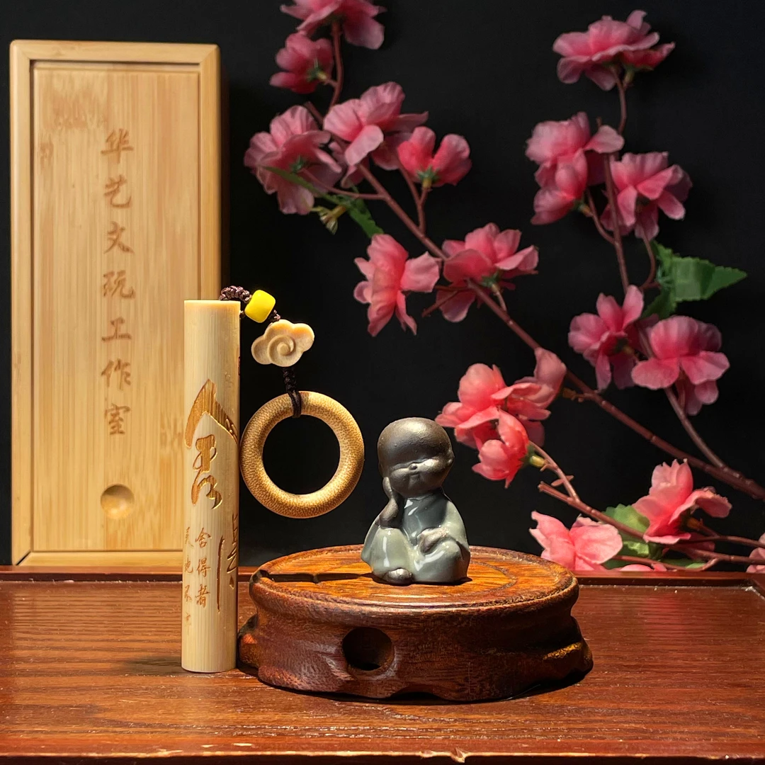 【小敏】鎏金舍得带祥云竹环配饰 正圆实心竹 成品精致雕刻精细