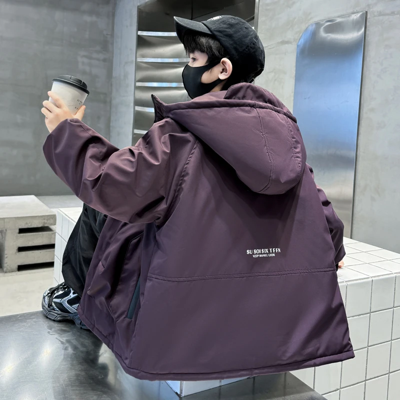 男童外套秋冬款2024新款中大童洋气时髦上衣儿童冬季夹棉加厚衣服