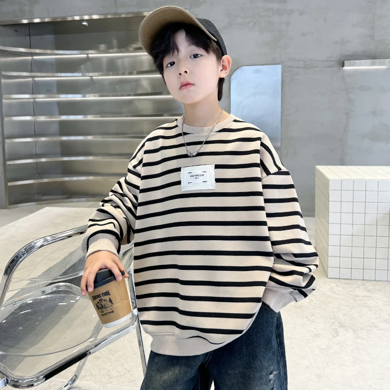 男童加绒卫衣秋冬款2024新款中大童假两件上衣儿童冬季加厚保暖潮