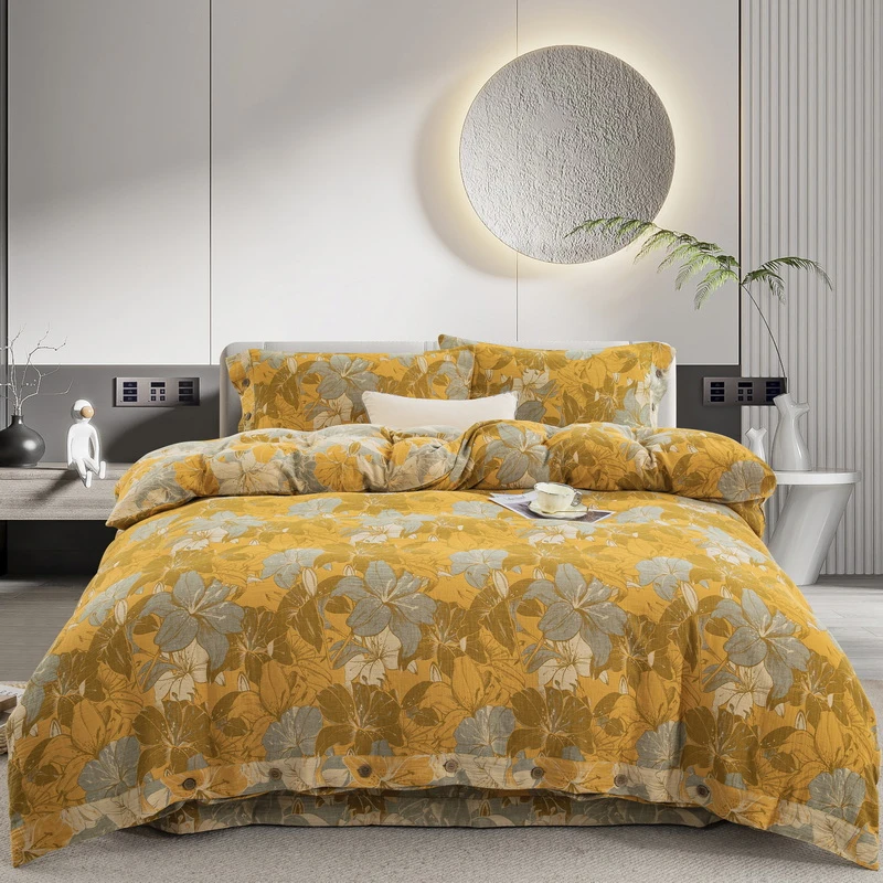 良品绘【百年好合】全棉色织提花A类母婴双层纱四件套加厚轻奢双面a