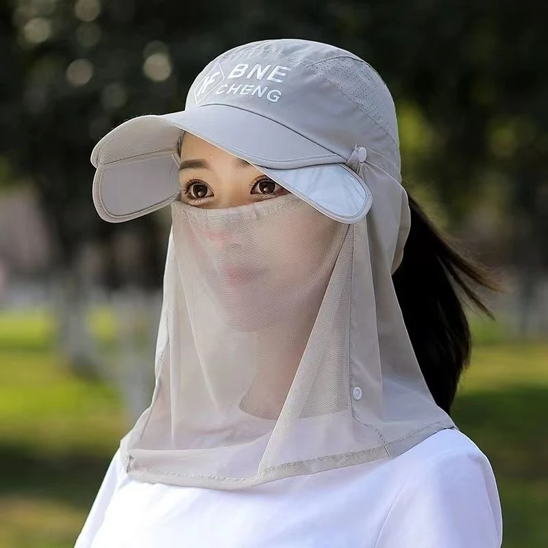 帽子女夏天遮阳防晒帽户外遮脸面罩鸭舌帽男电动车骑车棒球太阳帽