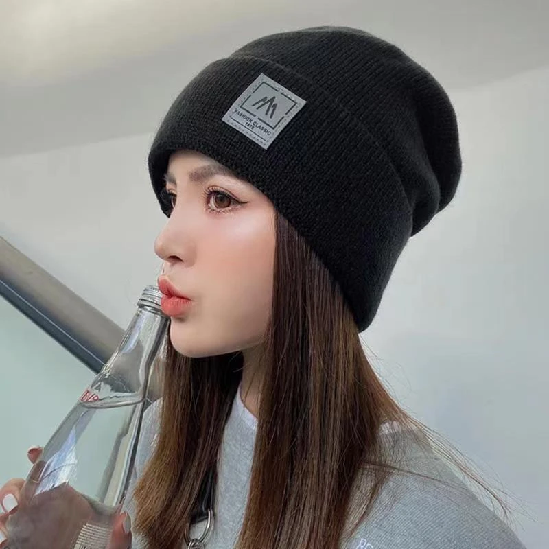 韩版潮百搭帽子女秋冬季时尚保暖加绒加厚冬天女士洋气针织毛线帽