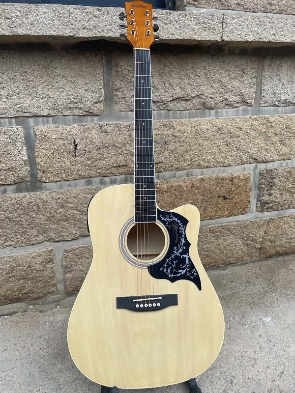 实拍）单板吉他41寸五段电箱款吉他自带调音器超值款