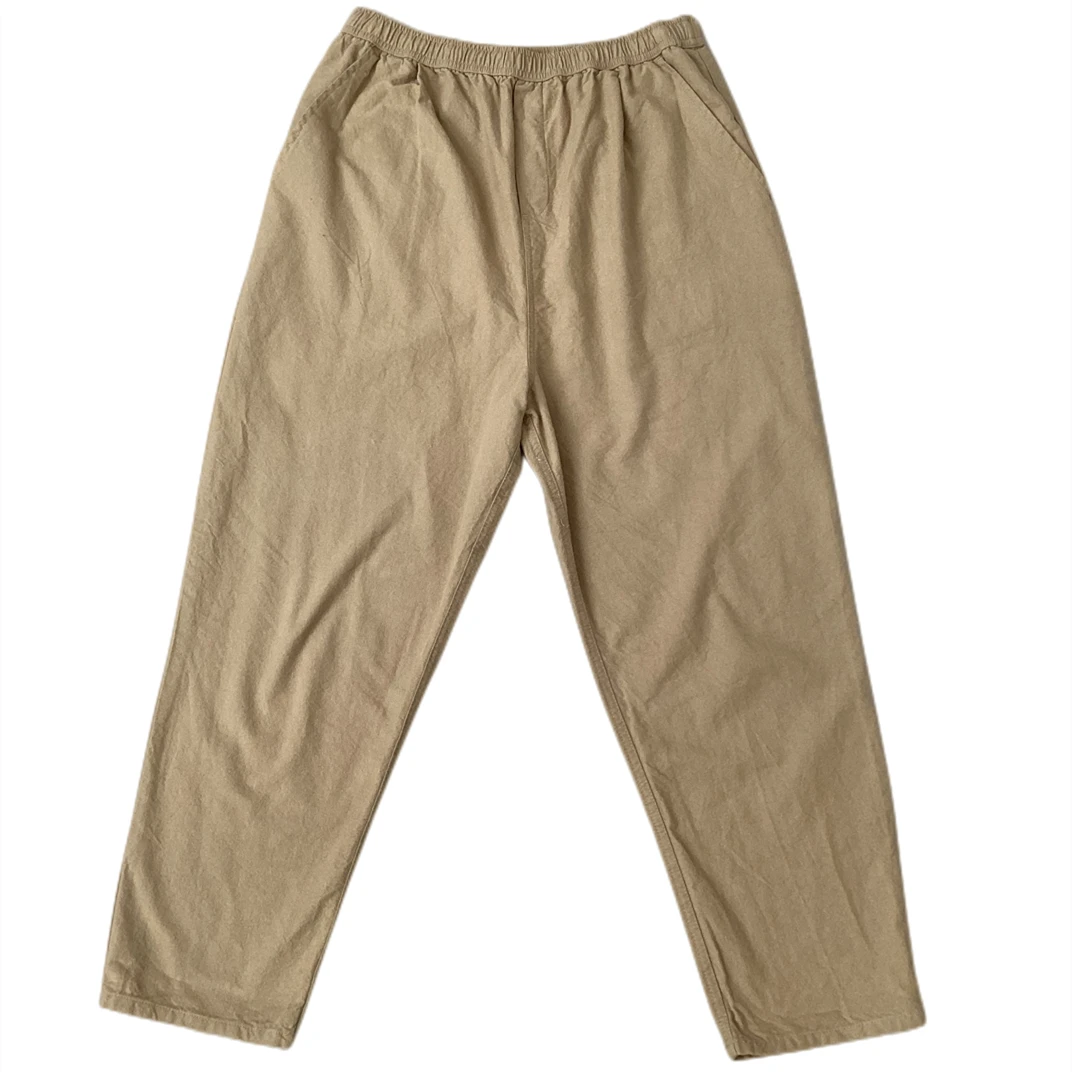 舒适长裤九分裤休闲裤秋季百搭宽松哈伦裤棉质帆布起绒款小众女装