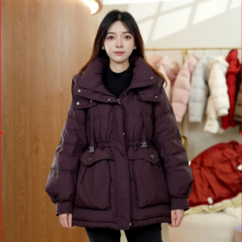 TUCANO/啄木鳥2025新款女士收腰连帽中长款保暖羽绒服秋冬