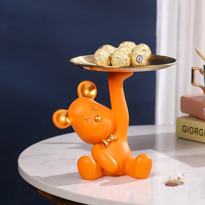 创意暴力熊钥匙收纳摆件进门玄关托盘家居茶几桌面装饰品乔迁礼物