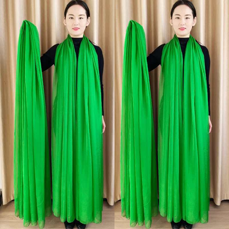 2米3长绿色丝巾女春夏季薄款百搭纱巾防晒披肩秋冬款时尚红色围巾