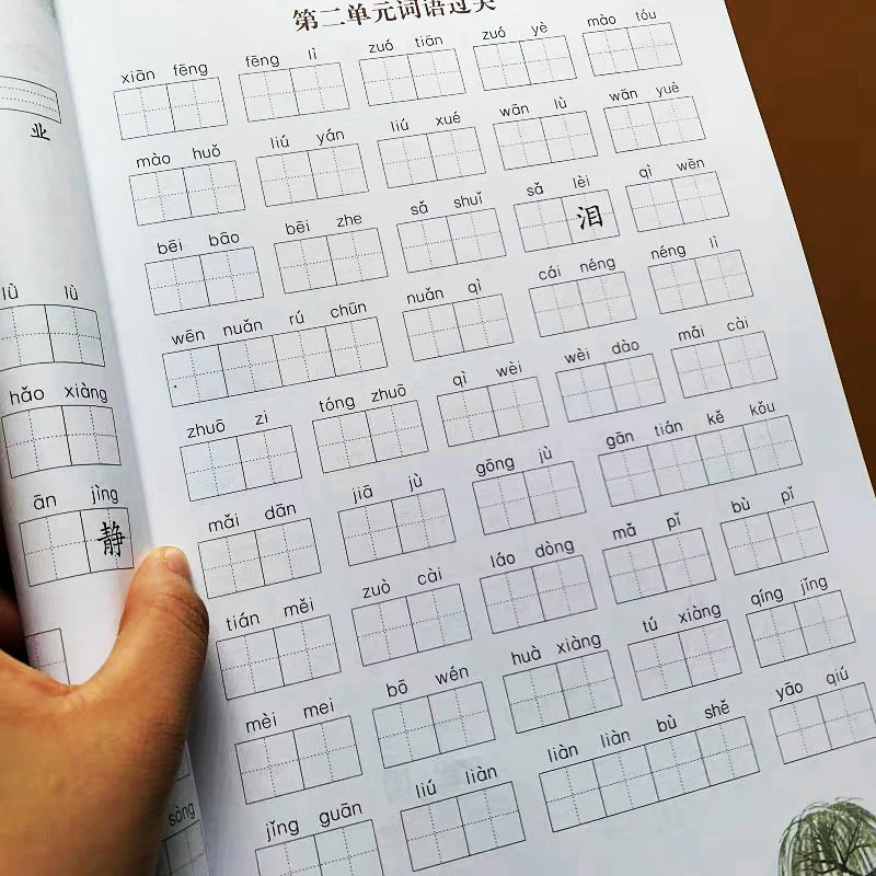 小学生二年级下册人教版同步语文生字加拼音词语加拼音语文练习册