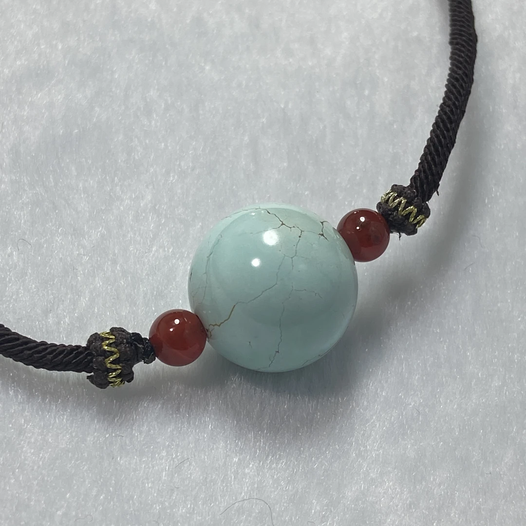 原矿绿松石圆珠锁骨珠18.8mm