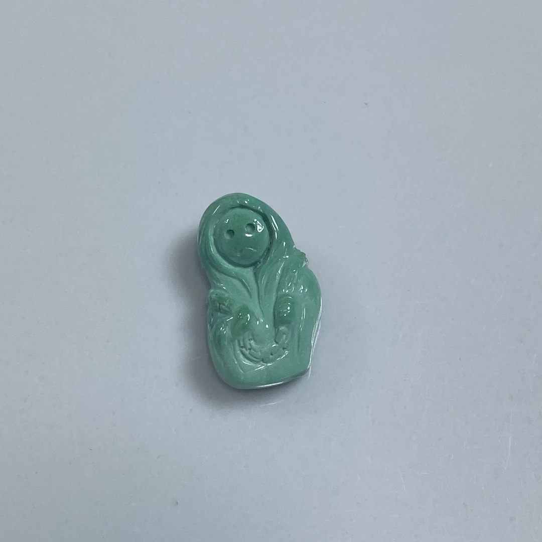 原矿绿松石雕刻侧挂