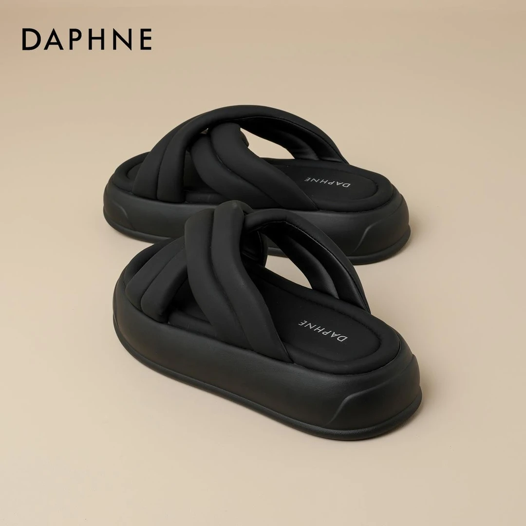 达芙妮拖鞋女2025新款夏季外穿凉鞋踩屎感松糕欧货厚底女士凉拖鞋