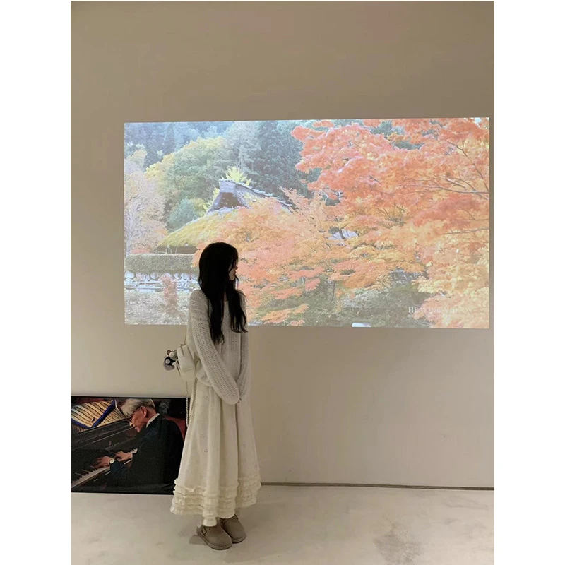 法式温柔风镂空针织衫女秋冬季长袖毛衣蕾丝刺绣半身长裙两件套装