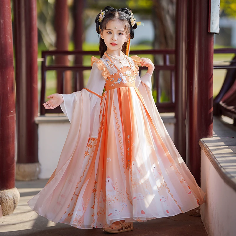 【望月】儿童汉服女童古风超仙夏季新款女孩连衣裙古装裙子