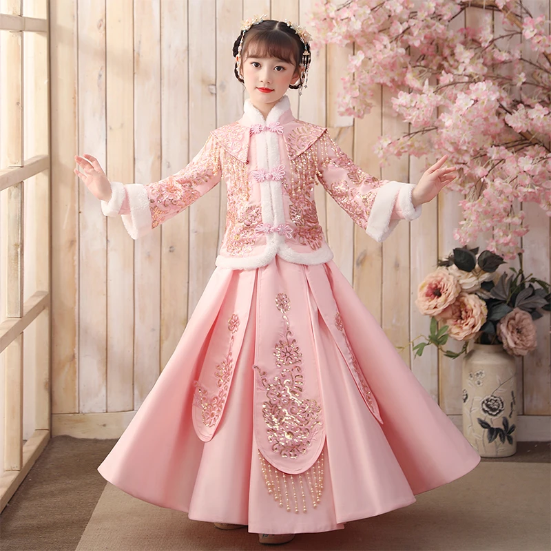 女童汉服冬装儿童装冬季唐装2022新款套装拜年服过年衣服新年喜庆
