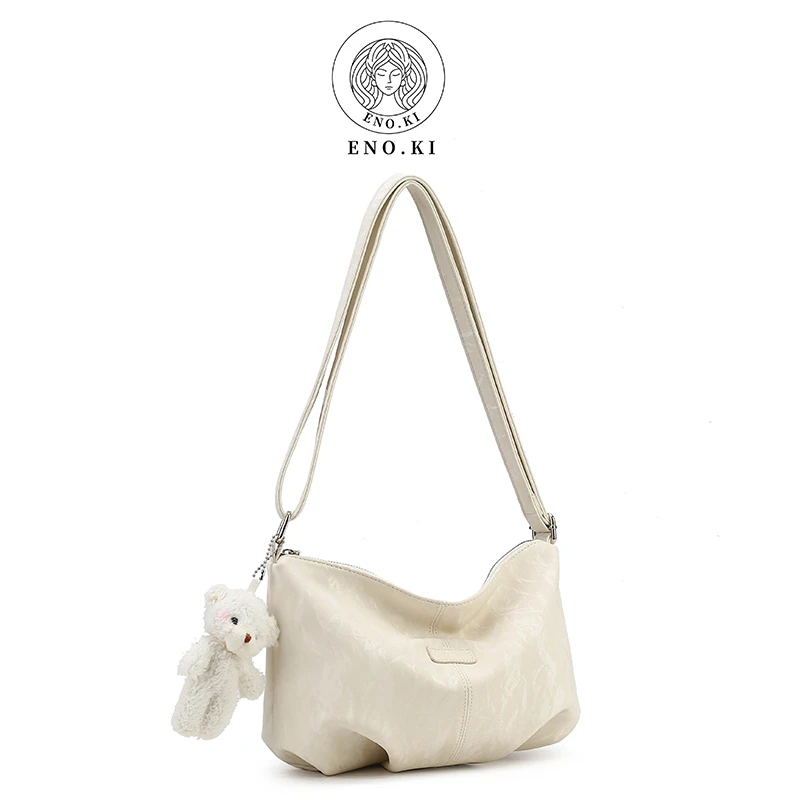 【刘叮当甄选】ENO.KI奶油白色小熊托特包