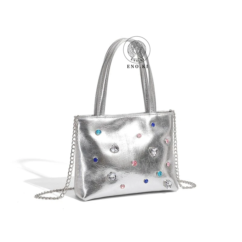 ENO.KI依诺琪小众百搭银色钻石包时尚高级手提斜挎小包-主