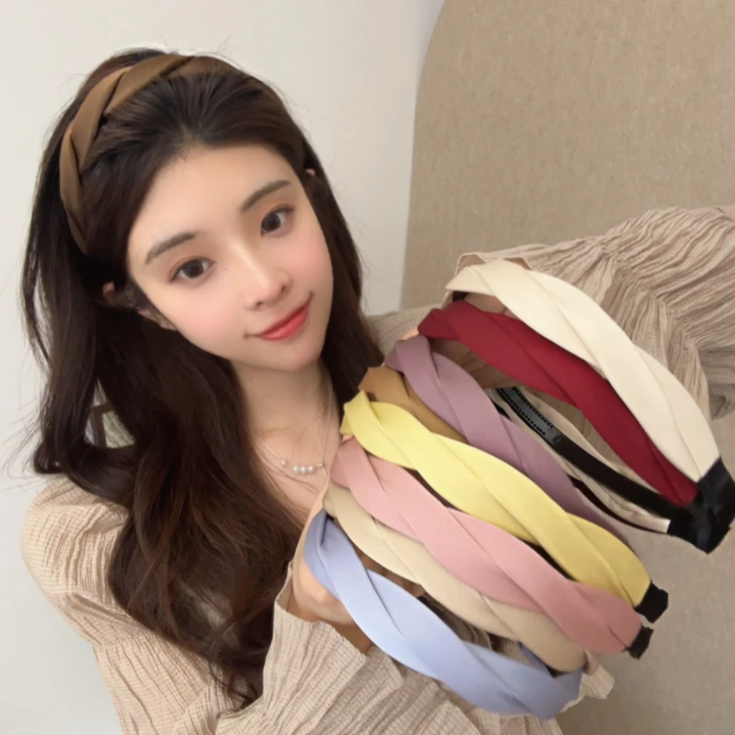 尚倪气质交叉缎面压发发箍女2024新款高颅顶洗脸头箍外出百搭头饰