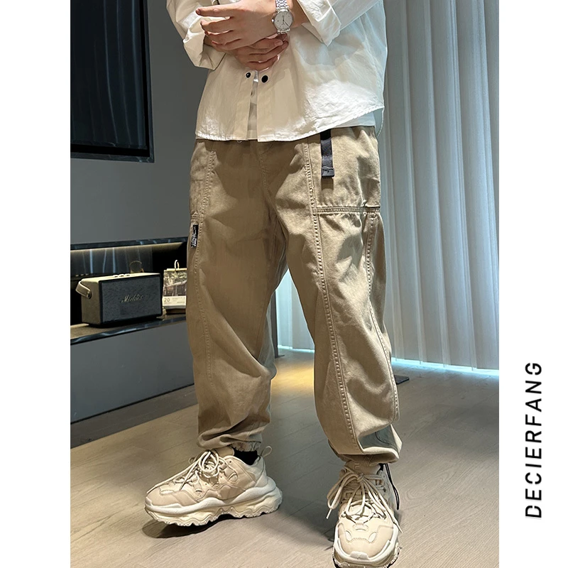 工装裤子男夏季薄款美式复古痞帅潮牌束脚裤男生春秋潮流休闲裤