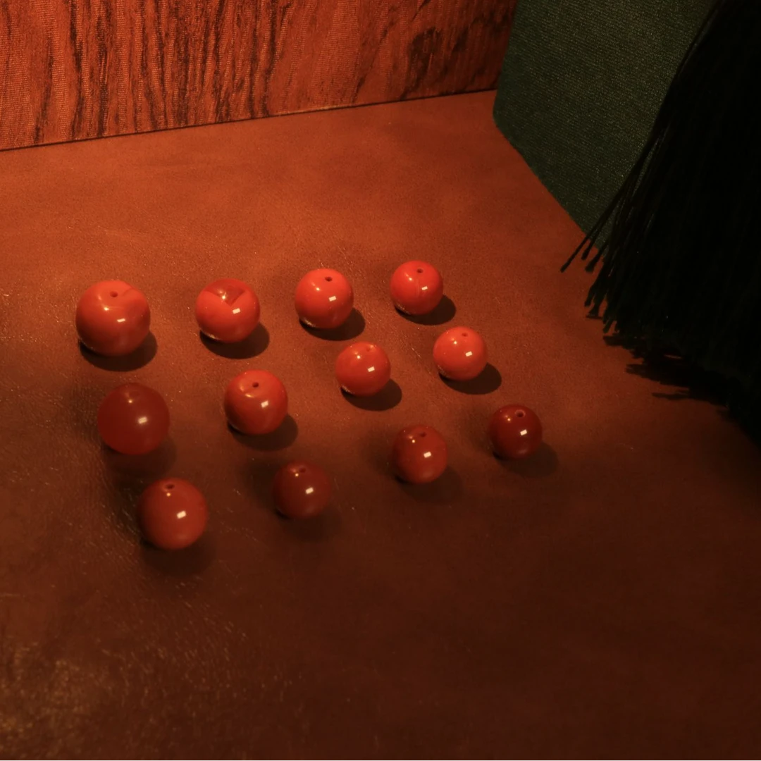 【三皮出品】南红圆珠瓦西火焰纹单珠配饰南红单珠火焰纹满色满肉