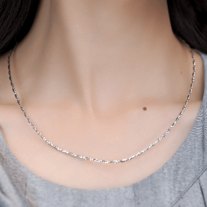 链子925银 0722闪闪编织麻花锁骨链无吊坠DIY百搭素链时尚轻奢