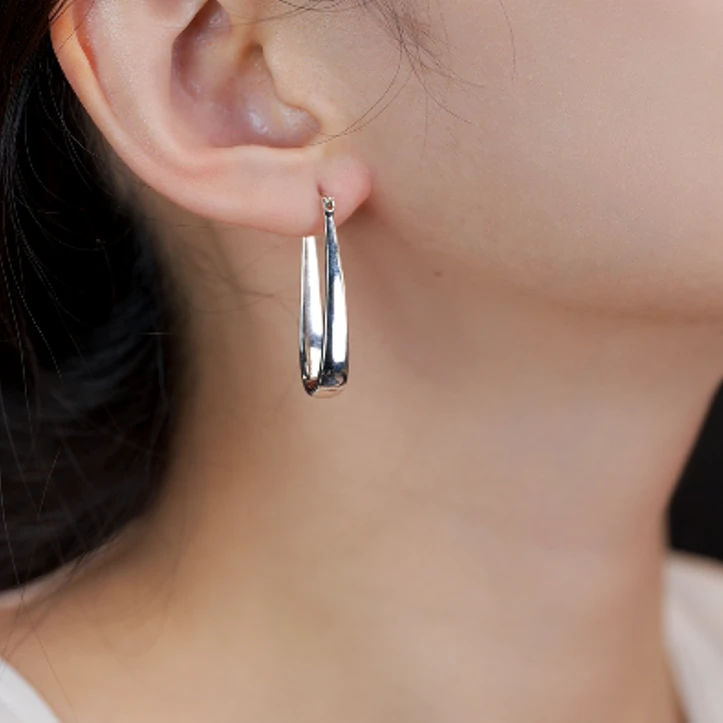 素点 925银耳饰 方长耳环lses0044