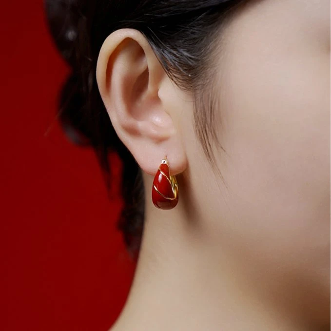 925银耳饰 925银耳饰 福满心碎气质百搭秋冬优雅简约耳钉