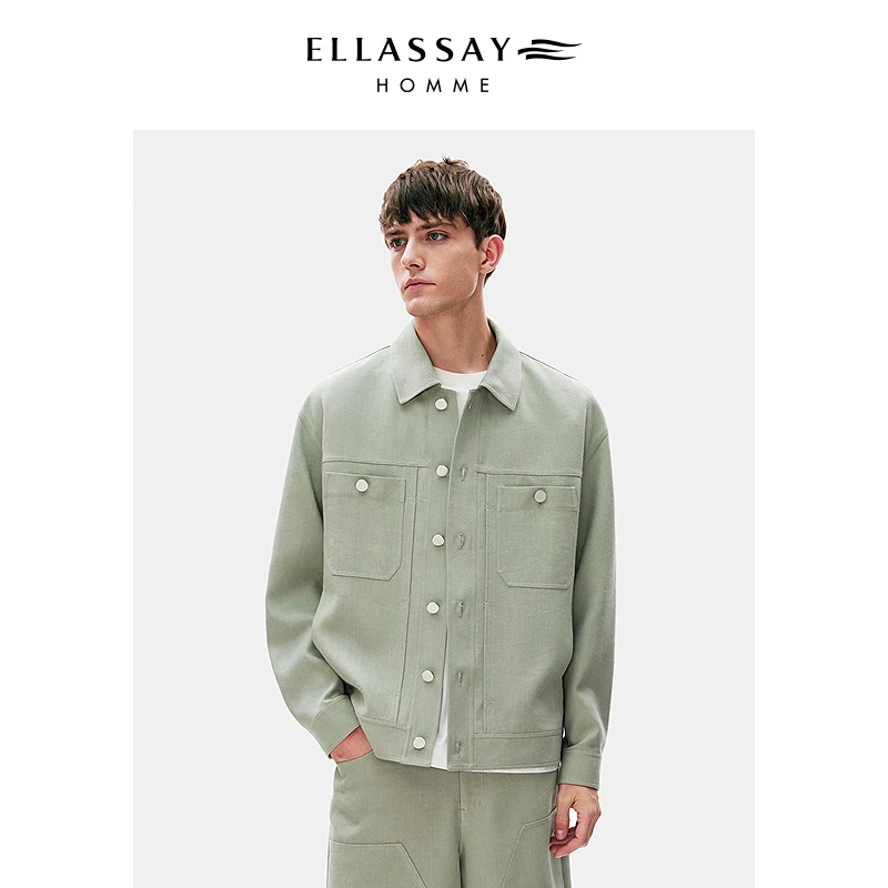 #欧若风ELLASSAY歌力思男装抗皱环保亚麻夹克外套EME351T02400