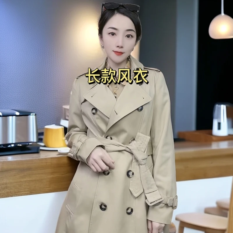 新款  西装领双排扣长款 纯色轻奢英伦范新款风衣外套127506