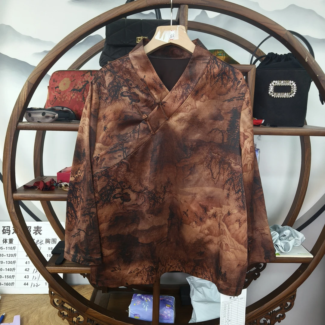 60姆米咖色汉服款上衣100桑蚕丝款