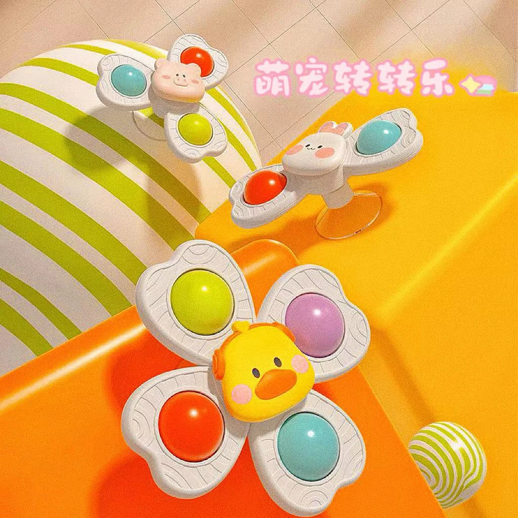 趣味转转乐宝宝抓握摇铃婴幼儿童男女孩子早教益智母婴吸盘小玩具
