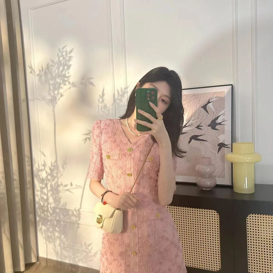 【浪漫玫瑰】夏季新款气质轻奢洋气时尚显瘦高级感小香风女装连衣裙