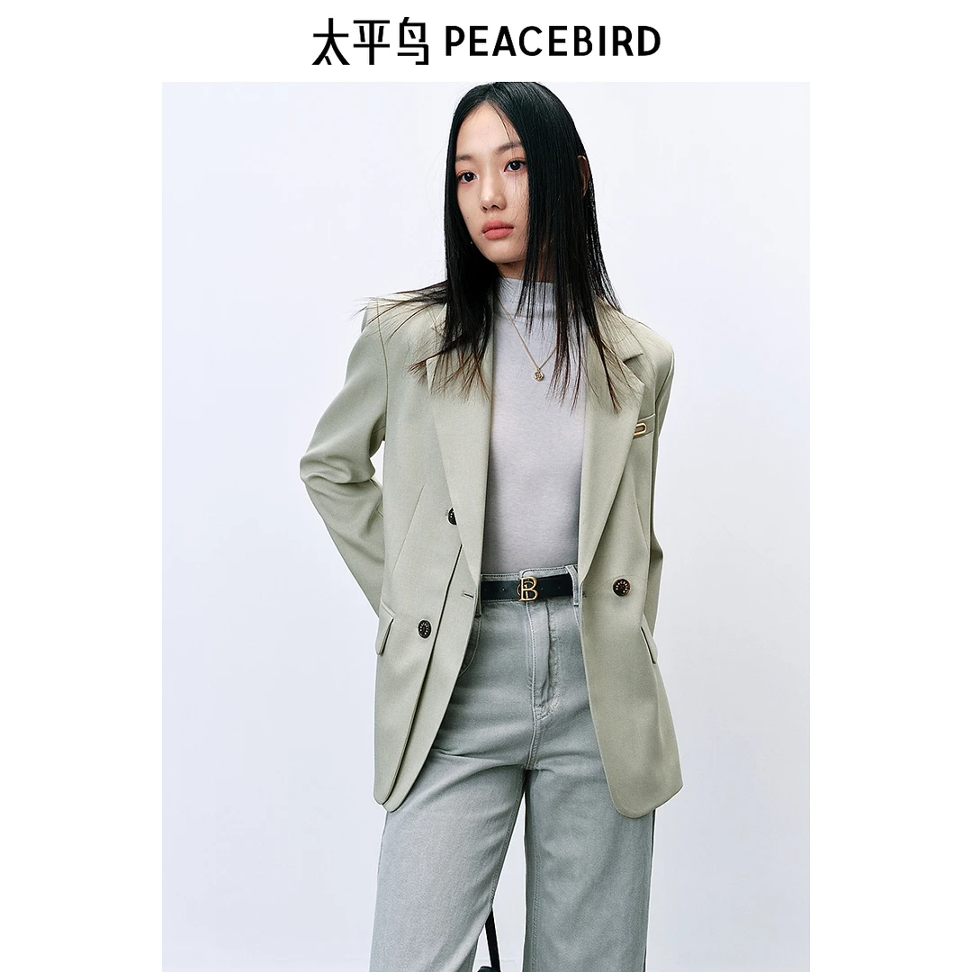 【赵老板专属】太平鸟女装2024年新款双排扣西装A1BAE1202