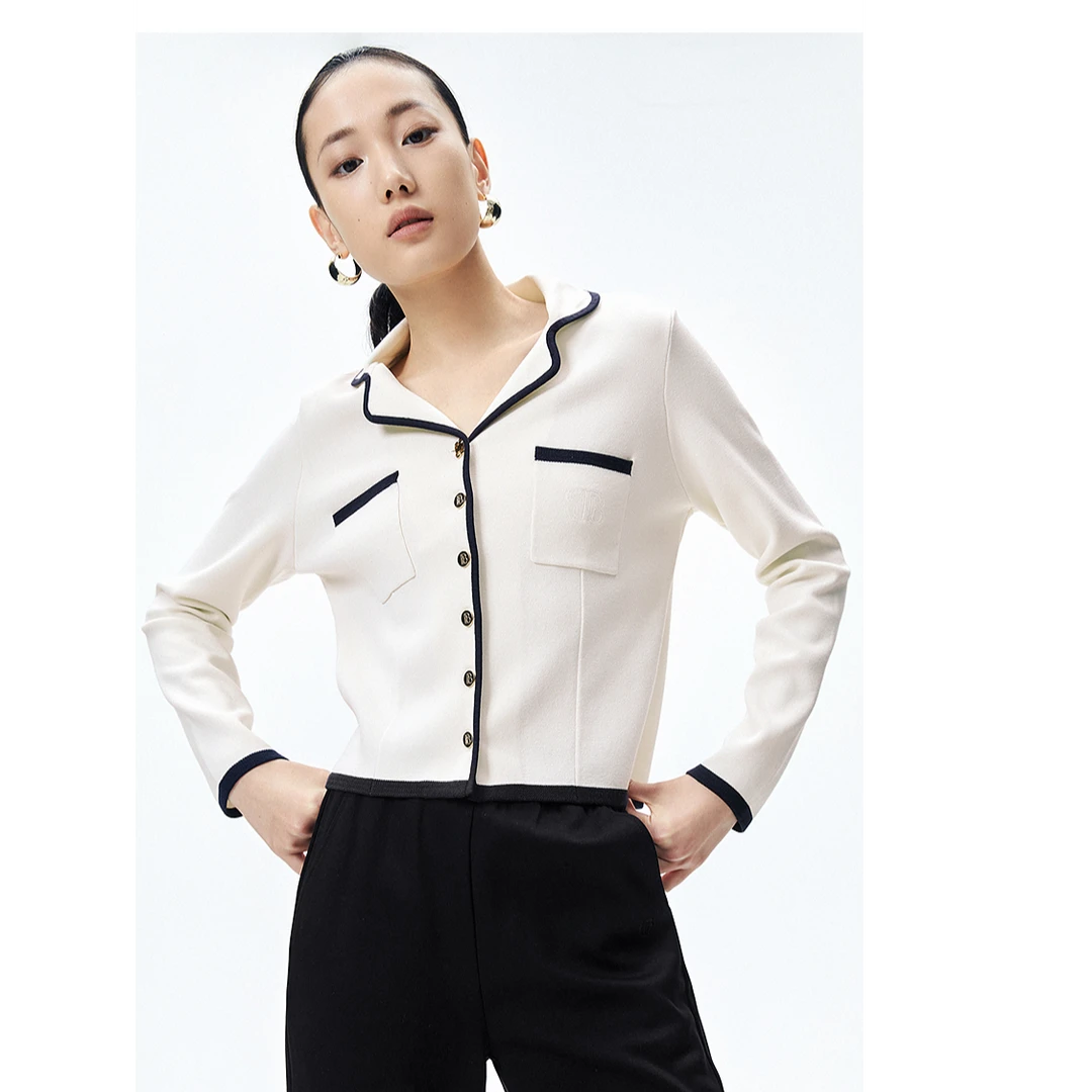 太平鸟女装撞边开衫A1EDE1330