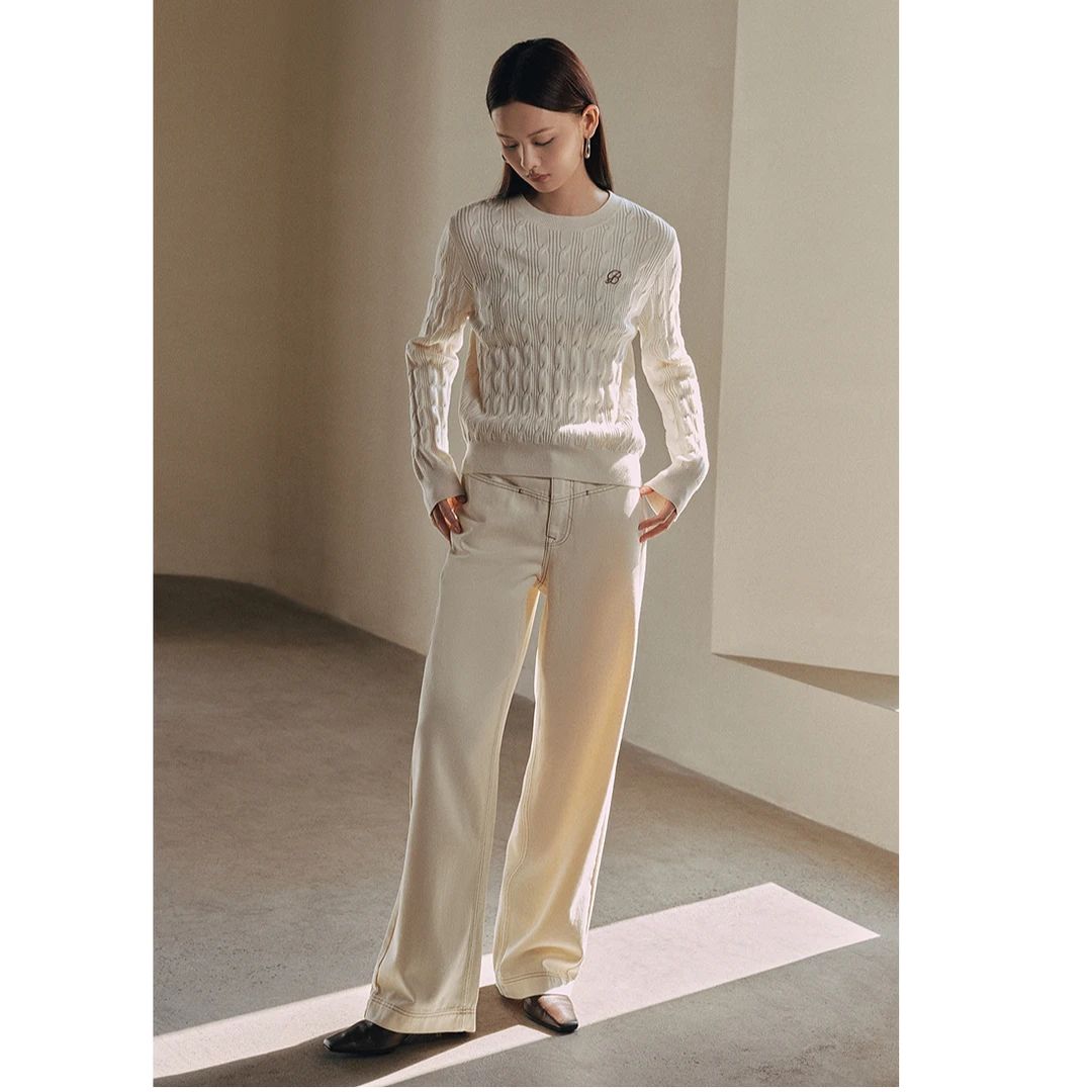 太平鸟女装直筒牛仔裤丹宁显瘦阔腿直筒裤AAHAE415D