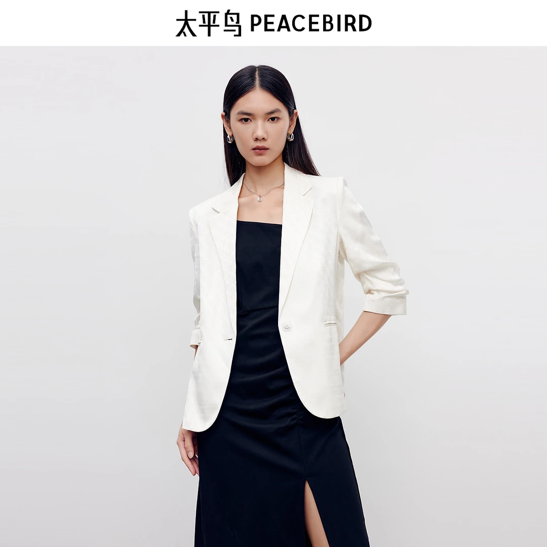 太平鸟女装秋季新款斯文通勤西装A1BAD3101