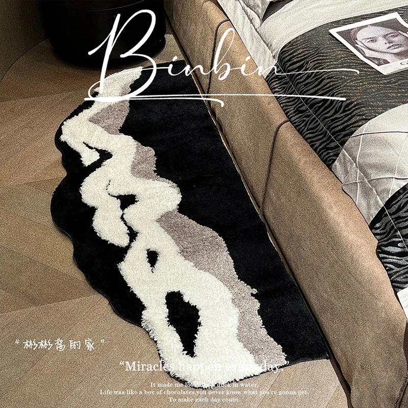 簇绒简约地毯高级轻奢现代风加厚吸水防滑别墅卧室书房床边毯