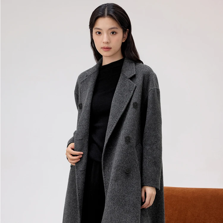 【100%绵羊毛】爱居兔秋冬毛呢羊毛外套高奢毛呢大衣EWDSJ4P713A