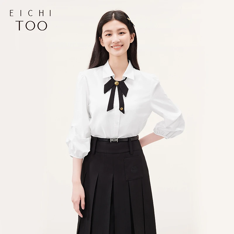 A爱居兔秋季学院风时尚减龄中袖休闲衬衫ENEBJ3N001A