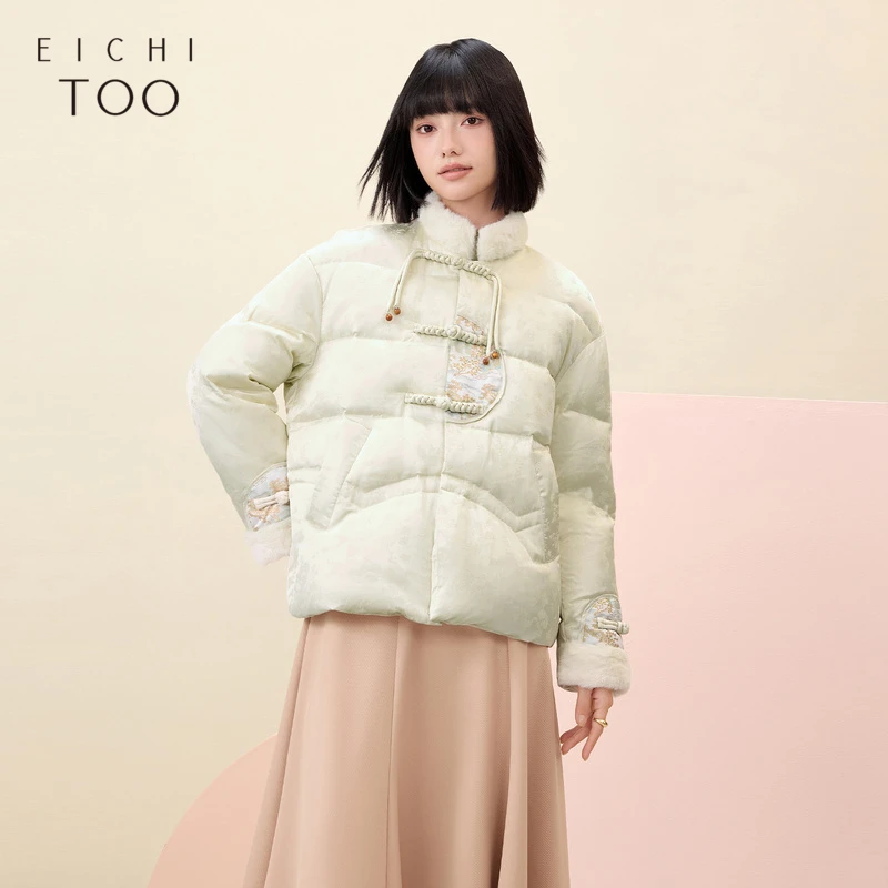 A爱居兔女冬季新款复古时尚立领羽绒服外套EWRAJ4P068A