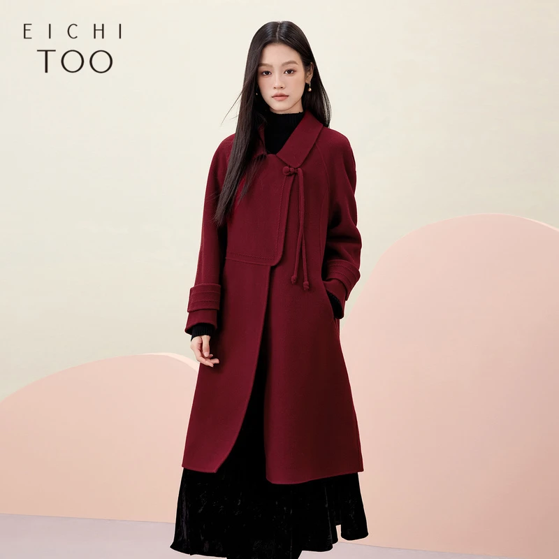 A爱居兔冬季新款性中式复古时尚双面呢大衣EWDSJ4P014A