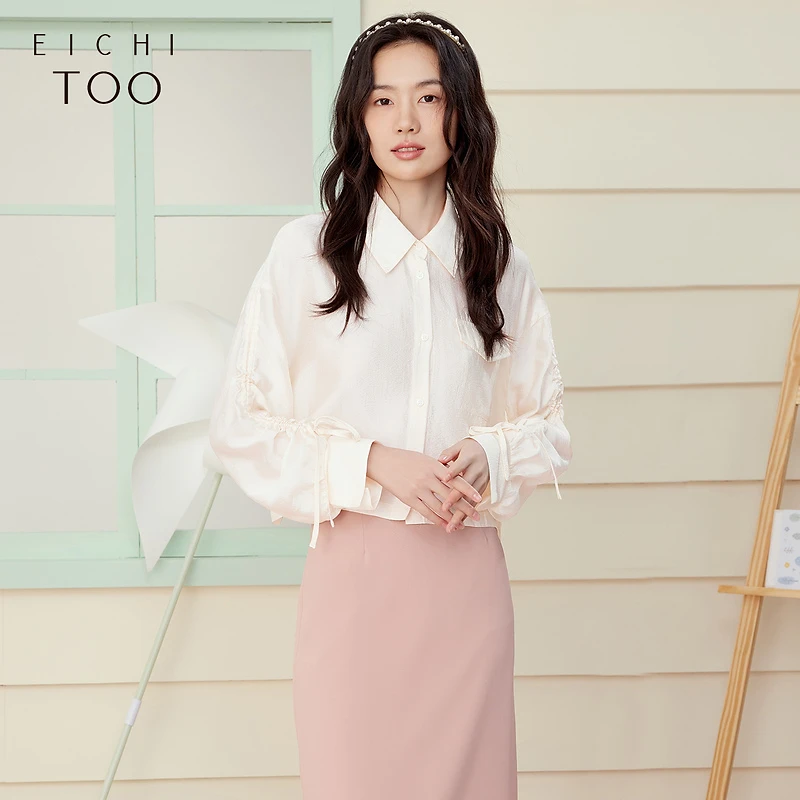 A爱居兔新款经典时尚百搭好穿设计感长袖衬衫ENEAJ1P009A