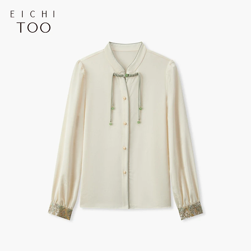 A爱居兔秋新款新中式国风时尚盘扣设计长袖休闲衬衫ENEAJ3P010A