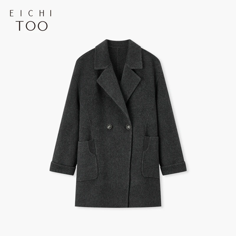 A爱居兔冬季新款双排扣大衣时尚双面呢大衣EWDSJ4P025A
